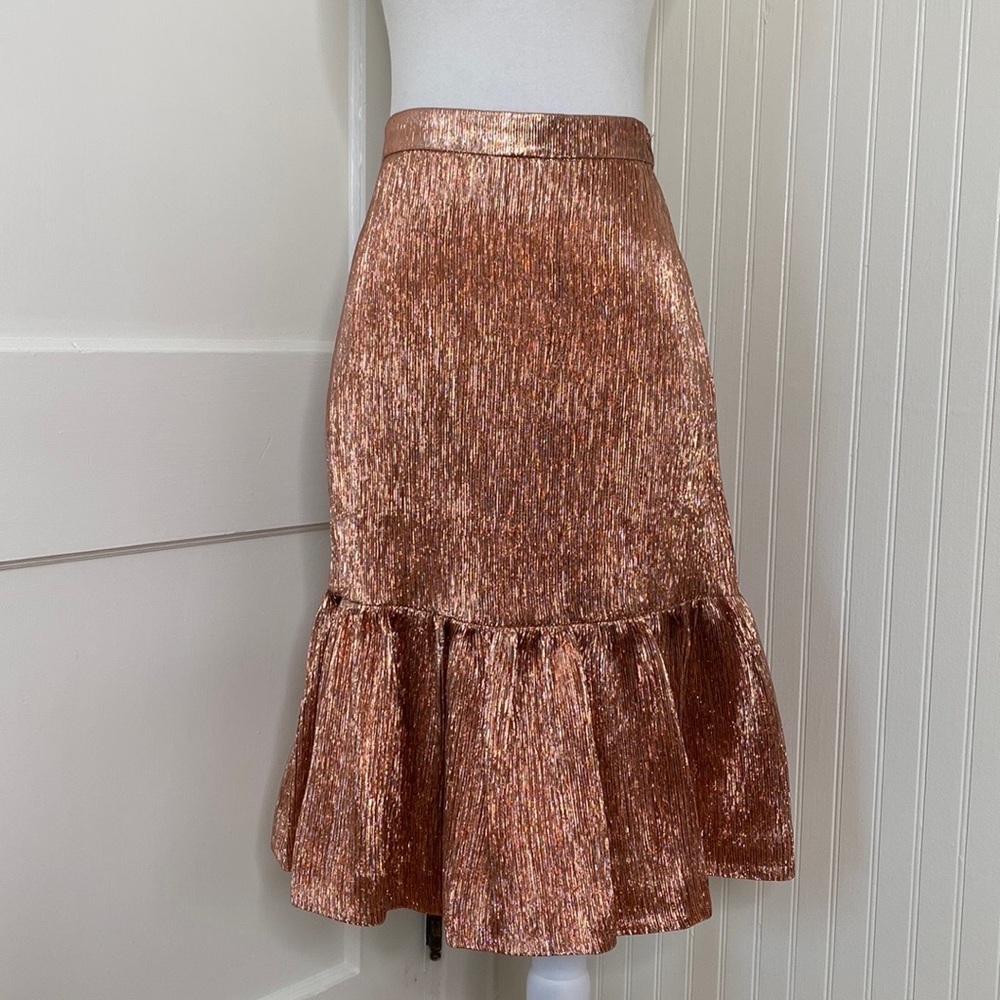 J. Crew Collection Rose Gold Fluted Skirt NWT